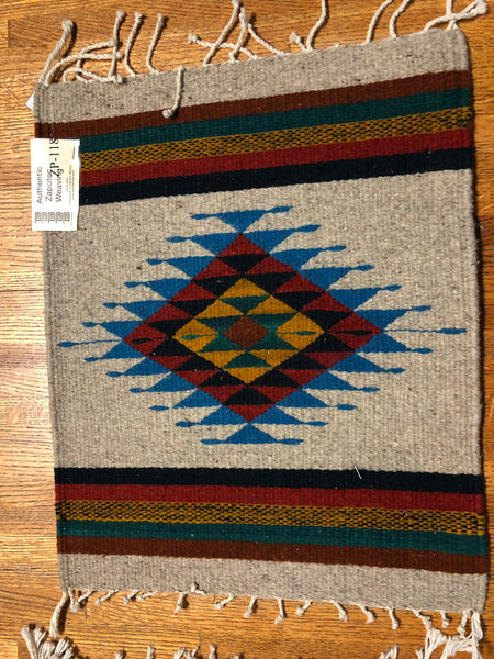 Zapotec handwoven wool mat approximately 15” x 20” ZP-118