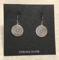 Sterling silver circular mandala earrings. PS22