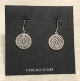 Sterling silver circular mandala earrings. PS22