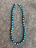 Genuine Campitos Turquoise with Genuine Lapis chips and sterling silver beads and clasp.  16” choker style by A.S.    AS606 FREE SHIPPING IN THE CONTINENTAL USA.