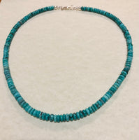 Natural Gem Quality Turquoise necklace. Almost 20” long.  Sterling silver  JK-7 FREE SHIPPING IN THE CONTINENTAL USA.