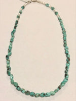 Genuine Campitos Turquoise and sterling silver necklace, approximately 20” long.  JK-44