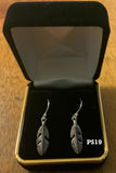Sterling silver feather earrings. PS19