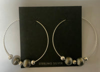 Sterling silver hoop earrings with oxidized beads, 45mm by A.S.  15