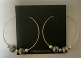 Sterling silver hoop earrings with oxidized beads, 45mm by A.S.  15
