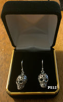 Sterling silver skull earrings. PS12