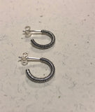 Sterling silver mini spring style hoop earrings with posts.  PS14