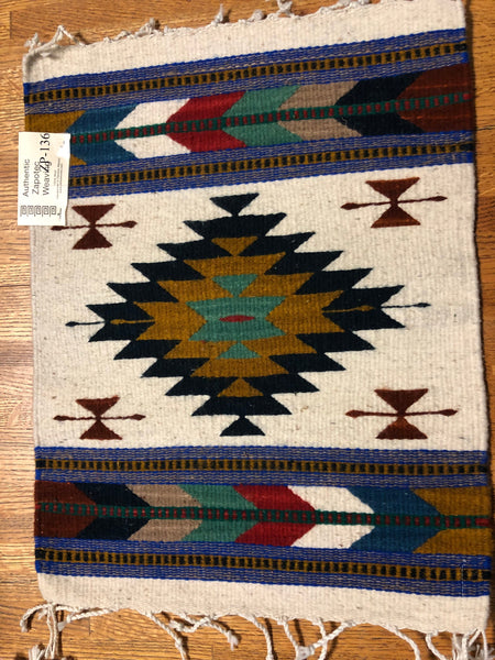 Zapotec handwoven wool mats, approximately 15” x 20” ZP-136