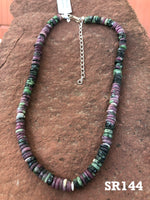 Genuine Ruby Zoisite stone with sterling silver in an adjustable 14” to 16” length.  SR144 SR144