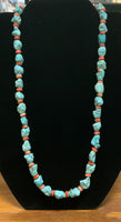 Genuine Campitos Matte finish Turquoise with genuine Spiney Oyster shell and sterling silver clasp. A.S.  Necklace   CAMP-3