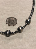 Navajo Pearl style 15” necklace in oxidized sterling silver. SR148