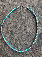 Natural Kingman Turquoise and sterling silver necklace. 16”-17” by A.S.  Camp10
