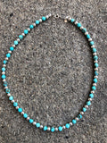 Natural Kingman Turquoise and sterling silver necklace. 16”-17” by A.S.  Camp10 FREE SHIPPING IN THE CONTINENTAL USA.