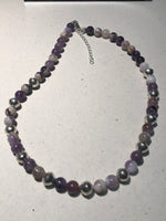 Genuine Purple flower Jasper stone with sterling silver in an adjustable 14”-16” choker length. SR131