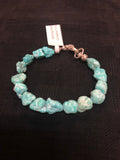 Genuine Campitos, natural color, matte finish turquoise, and sterling silver bracelet, 7.5” long  8BRAC.