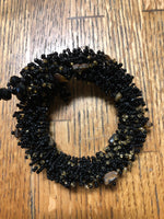 black memory wire bracelet with glass beads