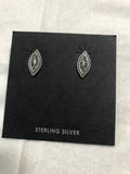 Sterling silver marquis shape mini Concho earrings. PS7