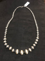 Vintage style oxidized sterling silver graduated beads in a 22” necklace.  JK33