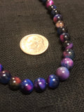GrapeTiger Eye round beads with sterling silver necklace.