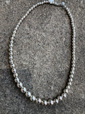 Navajo Pearl inspired seamless sterling silver graduated beads in a 20” necklace, by A.S.    11