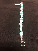 Genuine Campitos, natural color, matte finish turquoise, and sterling silver bracelet, 7.5” long  8BRAC.