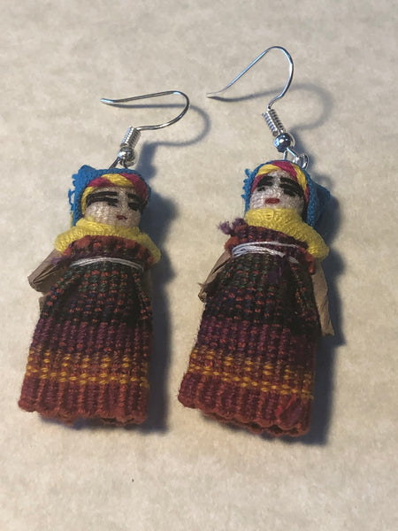 Guatemalan handcrafted Worry Doll earrings