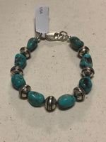 Genuine Natural Color Campitos Turquoise sterling silver bracelet 8.5” 3 BRAC
