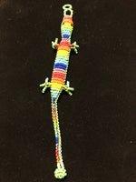 Glass bead gecko bracelet in rainbow colors