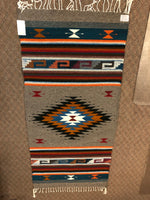 Zapotec handwoven wool rug in a 30” x 60” size.  0016