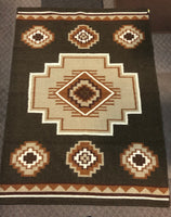 Handwoven wool rug.  Original design in 5 sizes. 29277