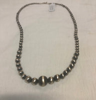 Navajo Pearl Style necklace.  Graduated beads from 3mm to 10mm. 21 inch  SR108
