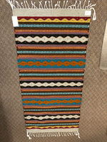 Zapotec handwoven wool throw rug in 30” x 60” size. #0010
