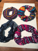 4 Guatemalan handwoven cotton hair scrunches or wrist bracelet, set of 4 assorted as in pic.