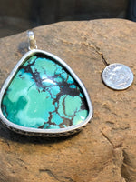Turquoise stone pendant handcrafted in sterling silver  Z-2