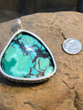 Turquoise stone pendant handcrafted in sterling silver  Z-2