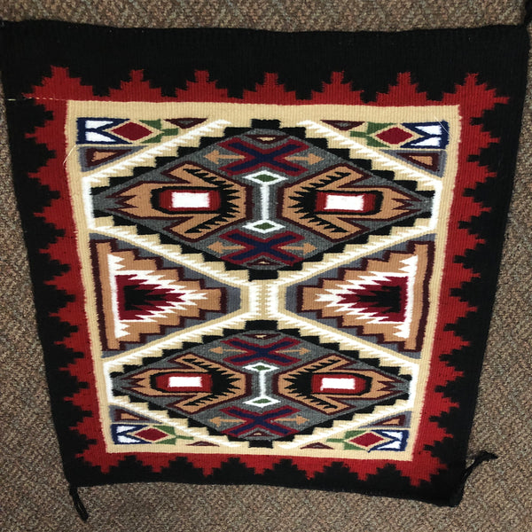 Authentic Navajo Handwoven wool rug by Rosemary Sage, 22.5” x 23.5”