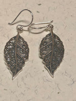 Sterling silver big leaf earrings.  PS1