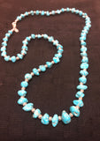 Persian style natural turquoise necklace, 27”, sterling silver beads. A.S.  PER02 FREE SHIPPING IN THE CONTINENTAL USA.