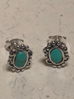 Sterling silver and genuine turquoise post earrings.  PS8