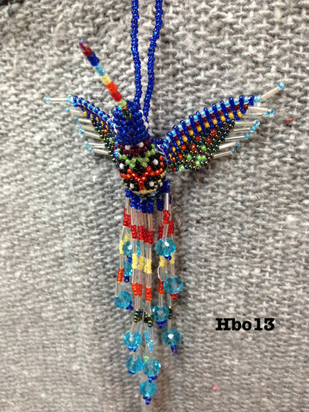 Guatemalan handcrafted hummingbird ornament made from top quality glass beads