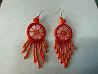 Guatemalan handcrafted glass seed bead earrings in Dream Catchers