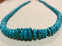 Natural Turquoise graduated bead necklace with sterling silver. 18”  JK8
