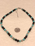 Sterling silver, genuine turquoise, purple tiger eye, mother of Pearl, green sediment Jasper necklace.  SR114 FREE SHIPPING IN THE CONTINENTAL USA.