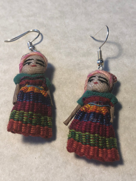 Guatemalan handcrafted worry doll earrings