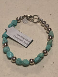 Genuine Campitos Matte finish genuine turquoise with sterling silver. 7.5” 6 BRAC