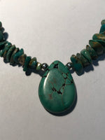 Vintage Genuine Turquoise necklace with sterling silver, 18”, by A.S.   V-103 FREE SHIPPING IN THE CONTINENTAL USA.