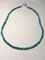 Genuine Turquoise 5mm stone bead and sterling silver necklace, 18” - 20” long  SR109 FREE SHIPPING IN THE CONTINENTAL USA.