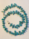 Turquoise nuggets choker necklace with alternating sterling silver 