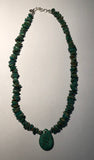 Vintage Genuine Turquoise necklace with sterling silver, 18”, by A.S.   V-103 FREE SHIPPING IN THE CONTINENTAL USA.