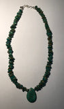 Vintage Genuine Turquoise necklace with sterling silver, 18”, by A.S.   V-103